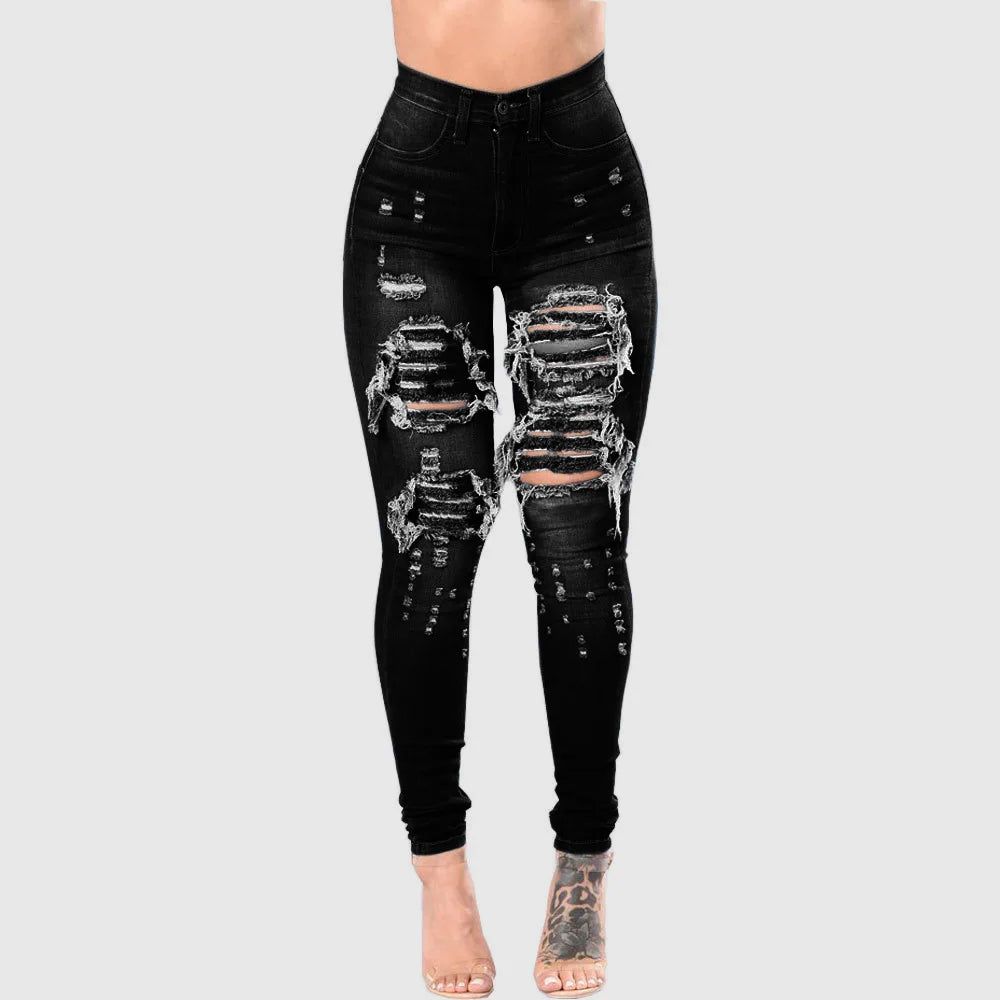 High Waist Ripped Skinny Jeans – Modische Stretch-Jeans für Damen